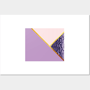 Abstract snake print, color blocking purple Posters and Art